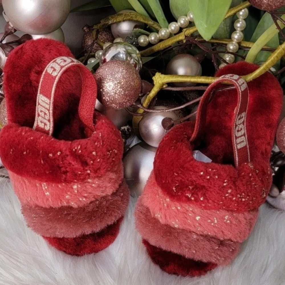 Ugg Toddler Fluff Yeah Metallic Sparkle Shoes new
